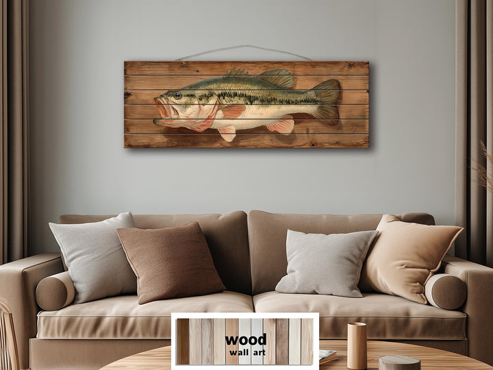 Largemouth Bass Distressed Wood Wall Art For Fishing Cabin Decor