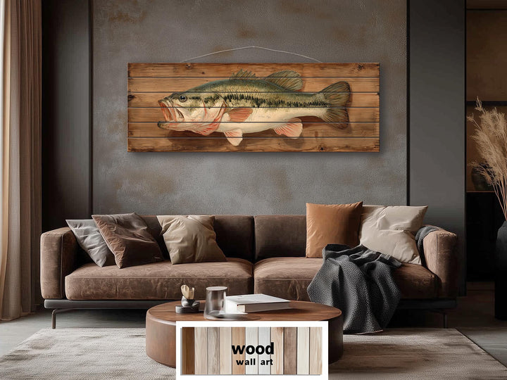 Largemouth Bass Distressed Wood Wall Art For Fishing Cabin Decor