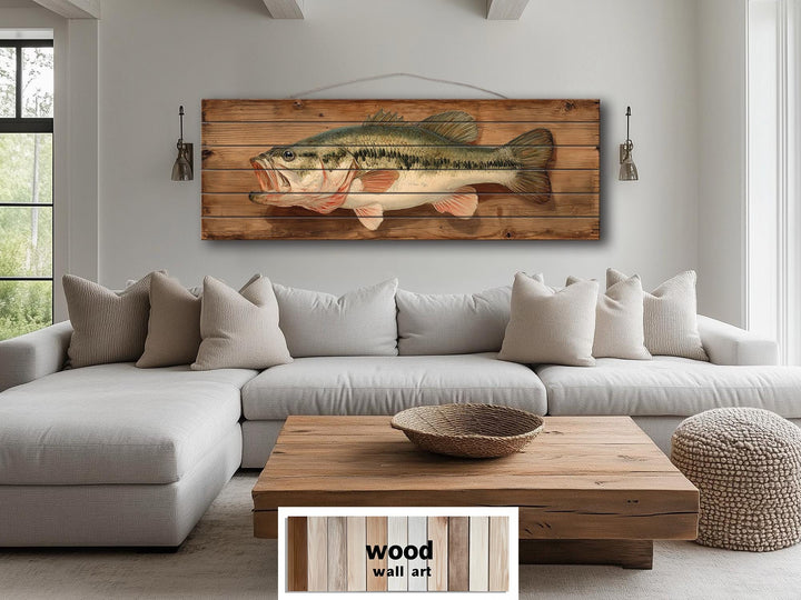 Largemouth Bass Distressed Wood Wall Art For Fishing Cabin Decor