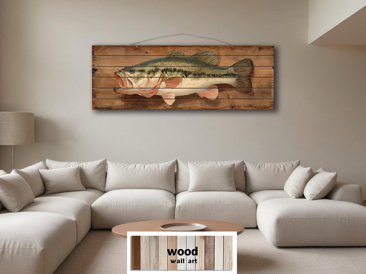 Largemouth Bass Distressed Wood Wall Art For Fishing Cabin Decor