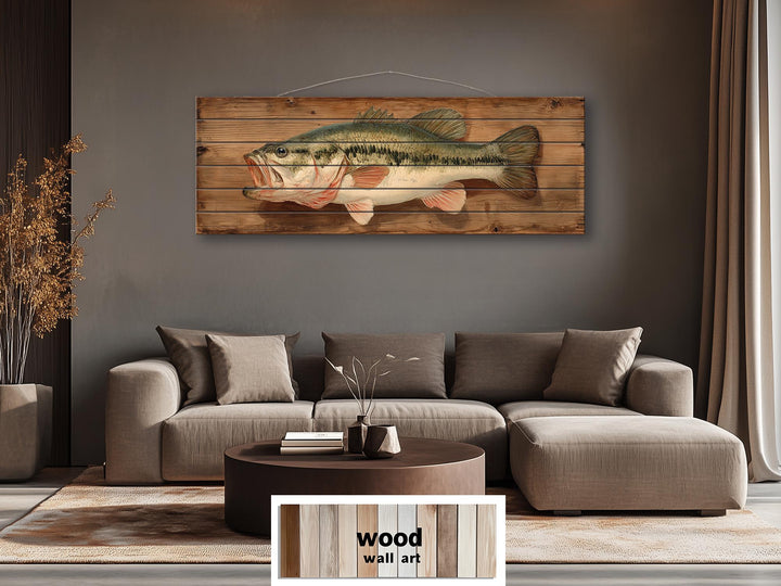 Largemouth Bass Distressed Wood Wall Art For Fishing Cabin Decor
