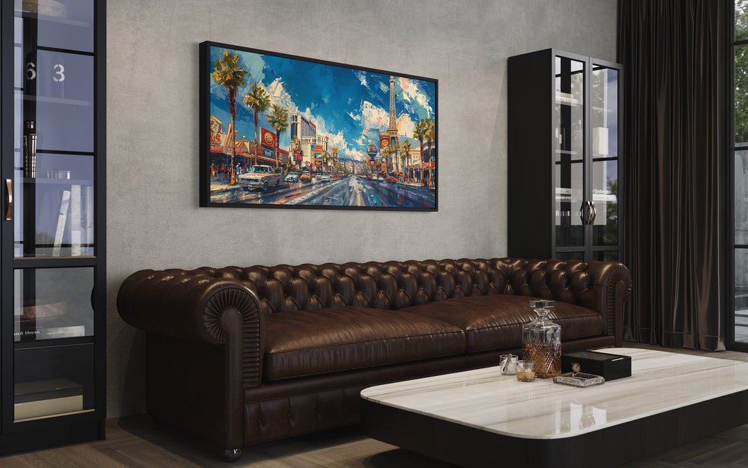Las Vegas Strip Wall Art – Framed Canvas City Skyline Print for Modern Office Decor