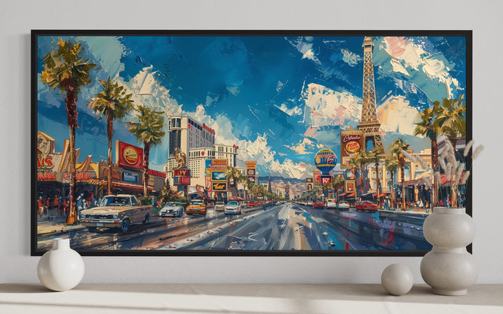 Las Vegas Strip Wall Art – Framed Canvas City Skyline Print for Modern Office Decor