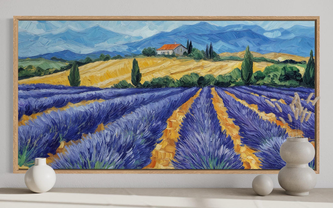 lavender flower wall art Lavender Field Wall Art - Rustic Countryside Canvas Print