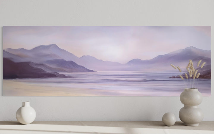 Lavender Purple Mountain Landscape Long Horizontal Wall Art