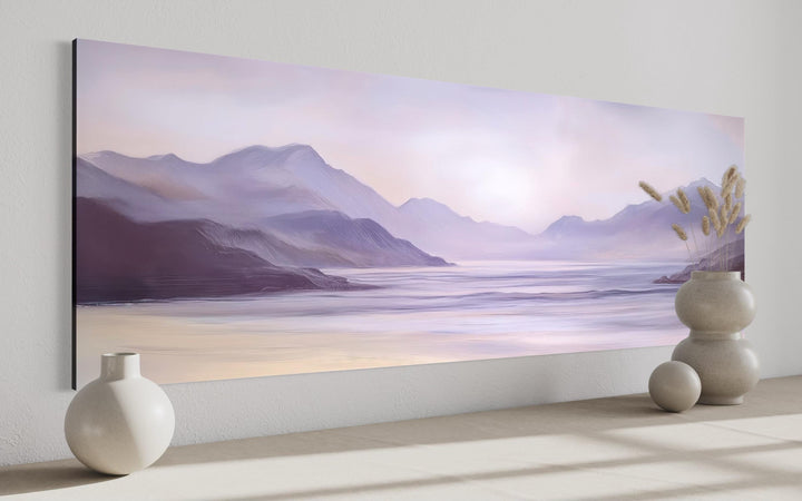 Lavender Purple Mountain Landscape Long Horizontal Wall Art