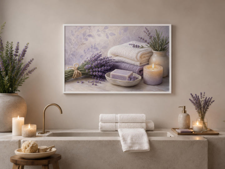 Lavender Spa Wall Art - Relaxing Bathroom Canvas Print | Calming Bath Decor