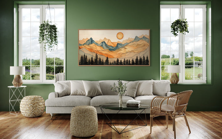 Layered Wood Rustic Mountain Cabin Framed Canvas Wall Decor