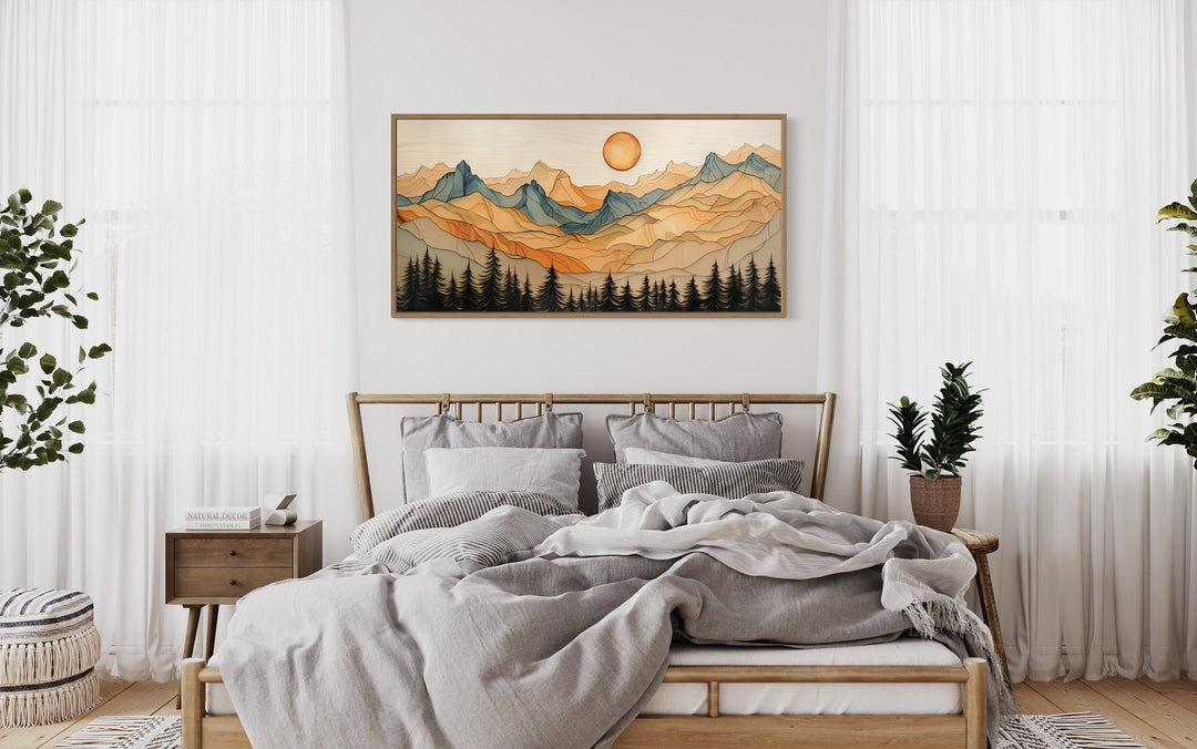 Layered Wood Rustic Mountain Cabin Framed Canvas Wall Decor