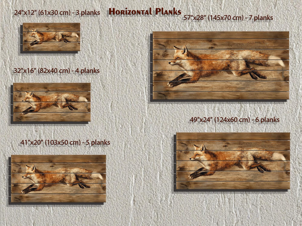 Leaping Fox Distressed Wood Wall Art