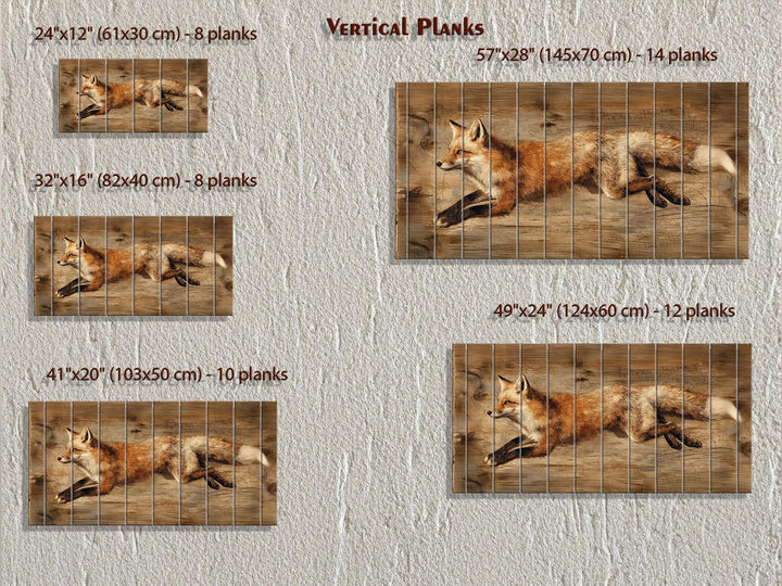 Leaping Fox Distressed Wood Wall Art