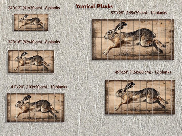 Leaping Rabbit Distressed Wood Wall Art