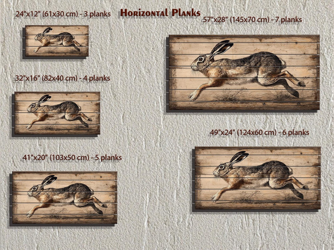 Leaping Rabbit Distressed Wood Wall Art