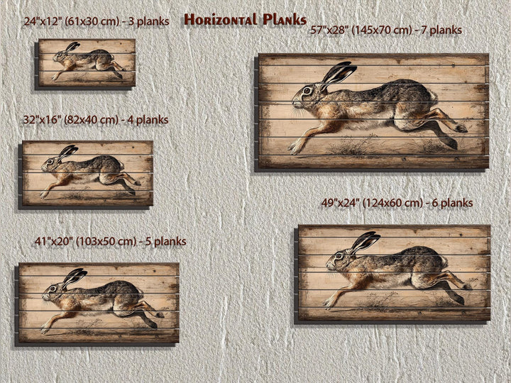 Leaping Rabbit Distressed Wood Wall Art