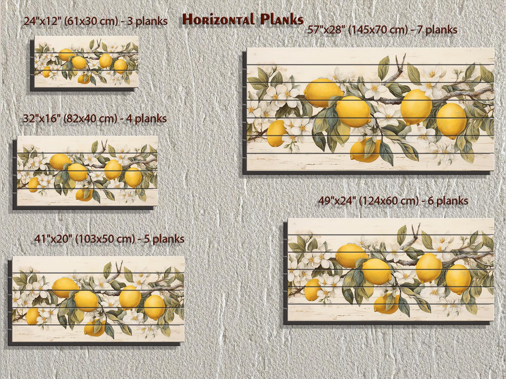 Lemon Tree Branch Distressed Wood Wall Art
