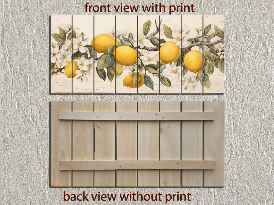 Lemon Tree Branch Distressed Wood Wall Art