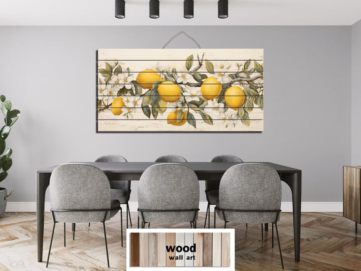 Lemon Tree Branch Distressed Wood Wall Art