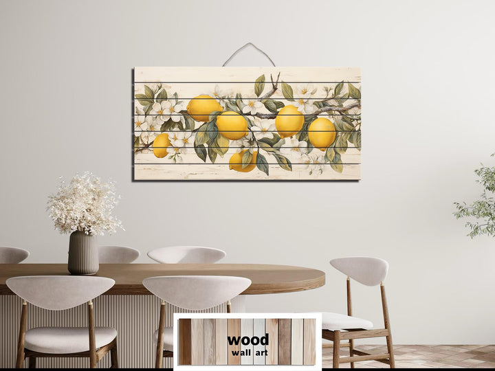 Lemon Tree Branch Distressed Wood Wall Art