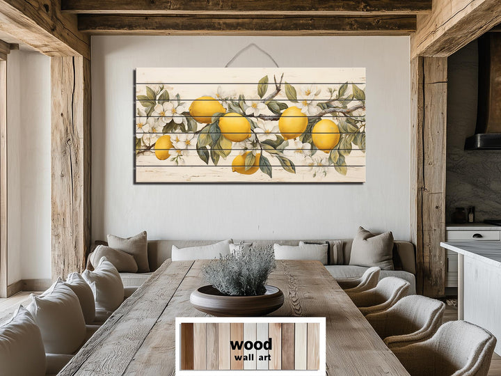 Lemon Tree Branch Distressed Wood Wall Art