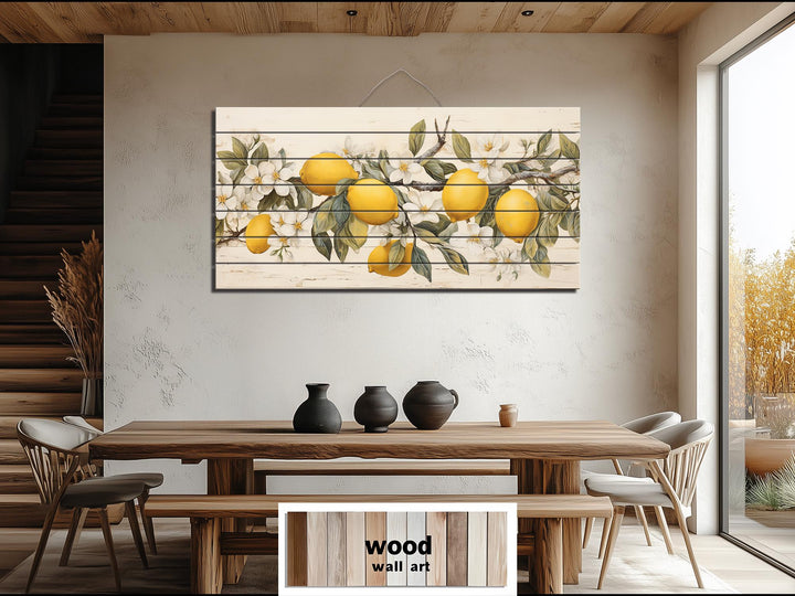 Lemon Tree Branch Distressed Wood Wall Art