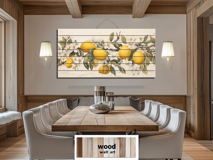 Lemon Tree Branch Distressed Wood Wall Art