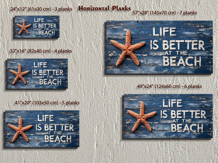 Life Is Better At The Beach Sign Distressed Wood Wall Art