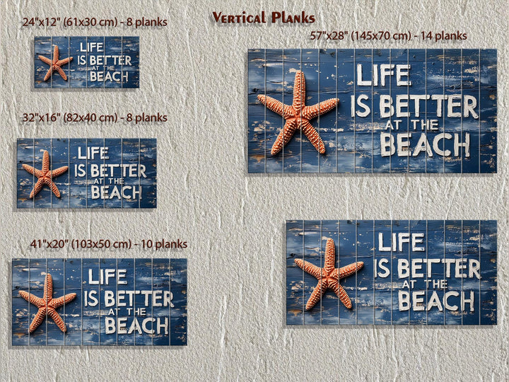 Life Is Better At The Beach Sign Distressed Wood Wall Art