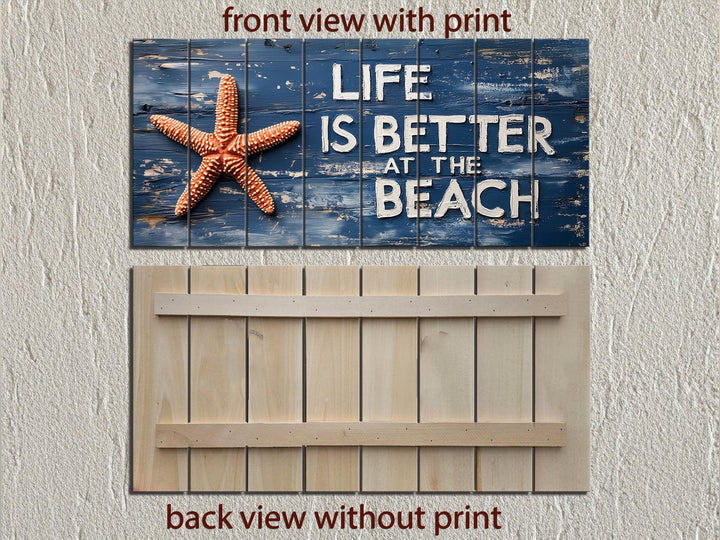 Life Is Better At The Beach Sign Distressed Wood Wall Art