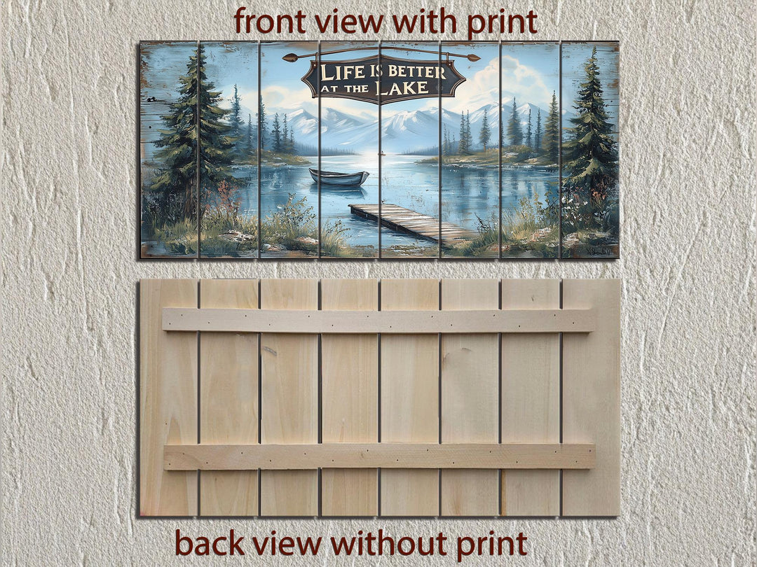 Life Is Better At The Lake Sign Distressed Wood Sign Wall Art