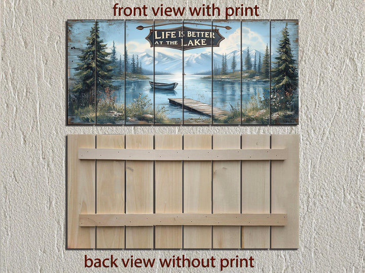 Life Is Better At The Lake Sign Distressed Wood Sign Wall Art