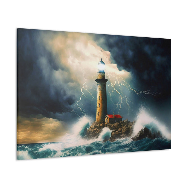 Lighthouse In Stormy Ocean Nautical Wall Art