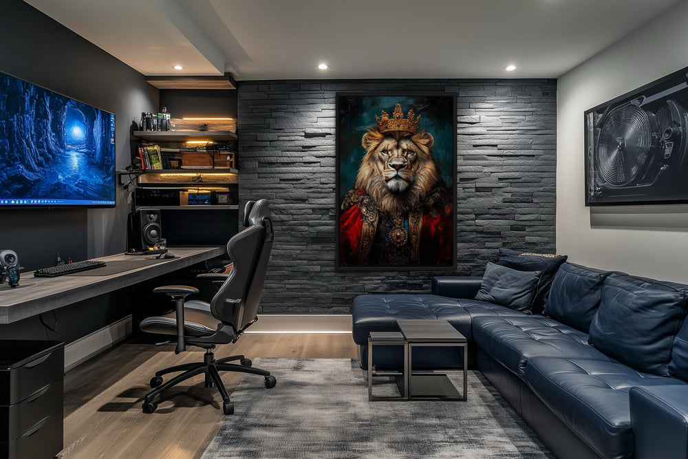 Lion With Crown And Robe Victorian Portrait Wall Art