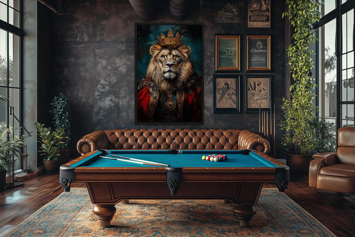 Lion With Crown And Robe Victorian Portrait Wall Art