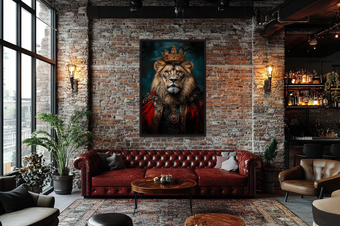 Lion With Crown And Robe Victorian Portrait Wall Art