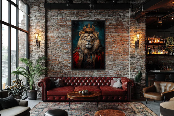 Lion With Crown And Robe Victorian Portrait Wall Art