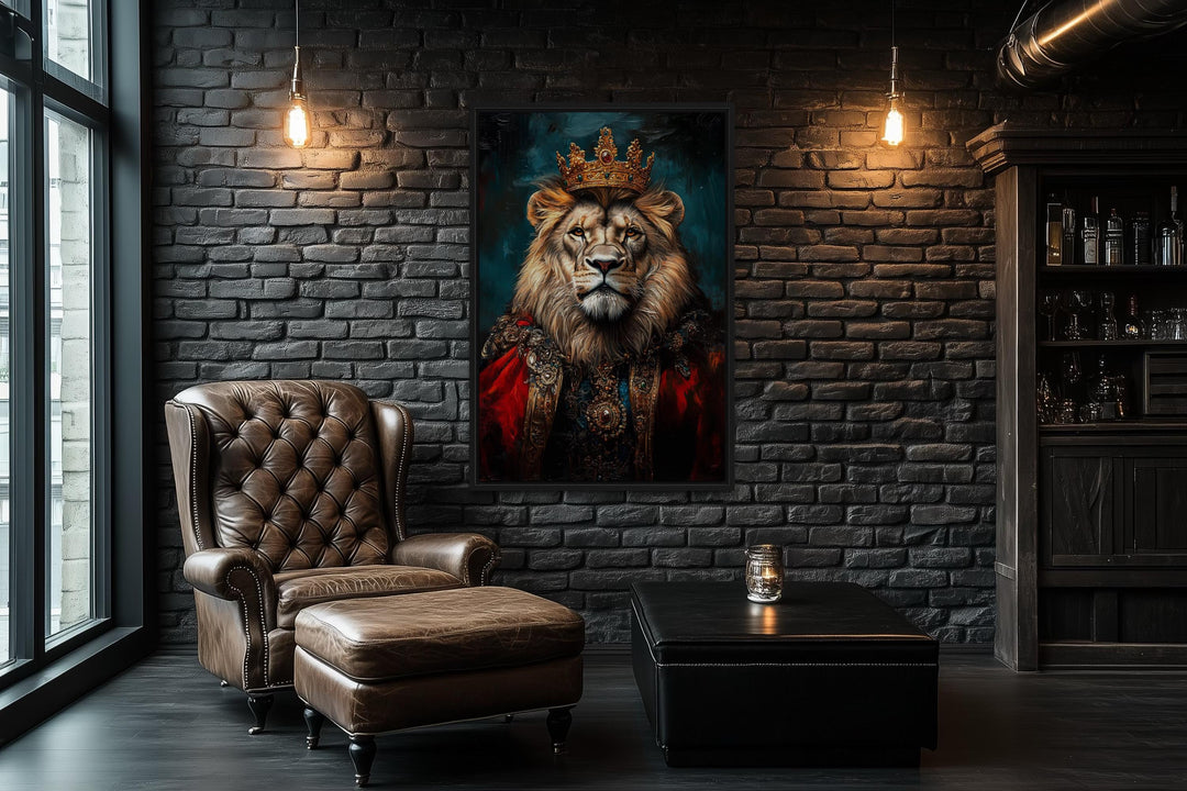 Lion With Crown And Robe Victorian Portrait Wall Art