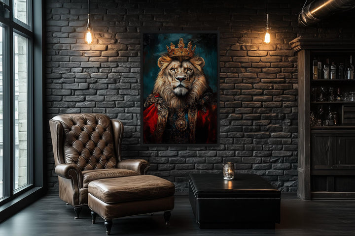 Lion With Crown And Robe Victorian Portrait Wall Art