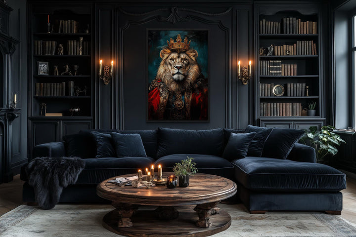 Lion With Crown And Robe Victorian Portrait Wall Art