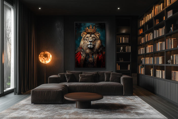 Lion With Crown And Robe Victorian Portrait Wall Art