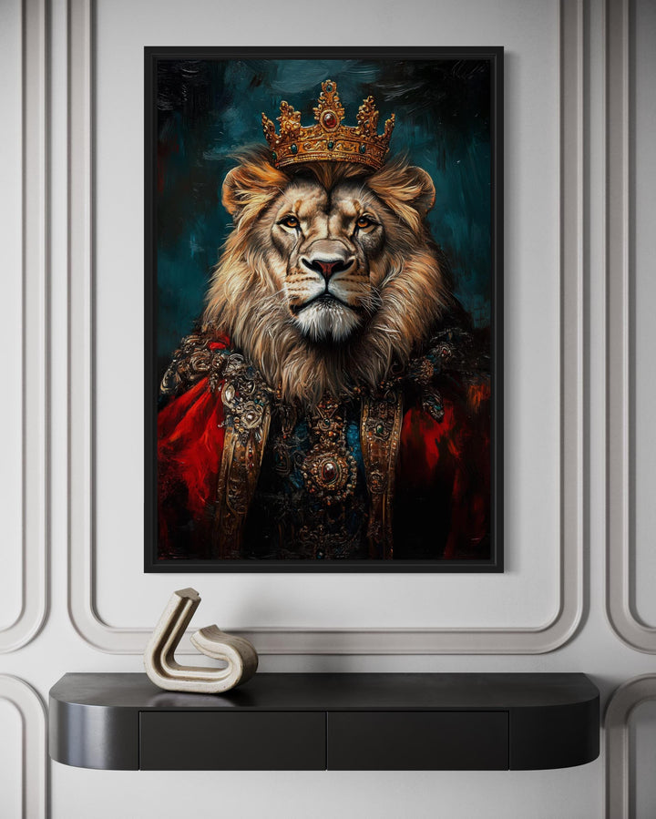 Lion With Crown And Robe Victorian Portrait Wall Art