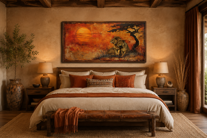 Lion and Lioness Wall Art – Framed Canvas Prints | African Savanna Wildlife Decor