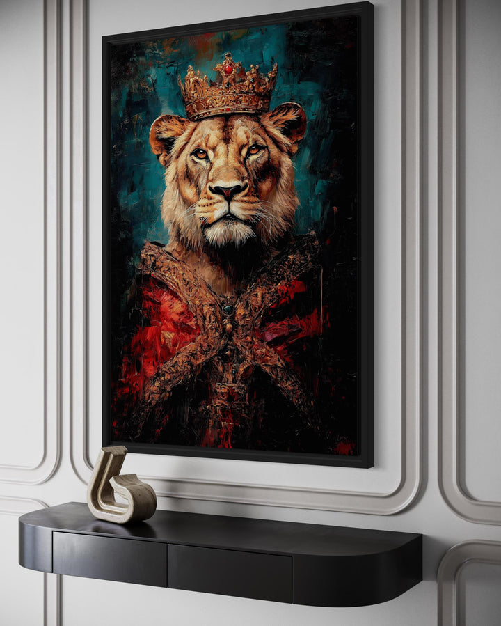 Lioness Queen With Crown And Robe Victorian Portrait Wall Art