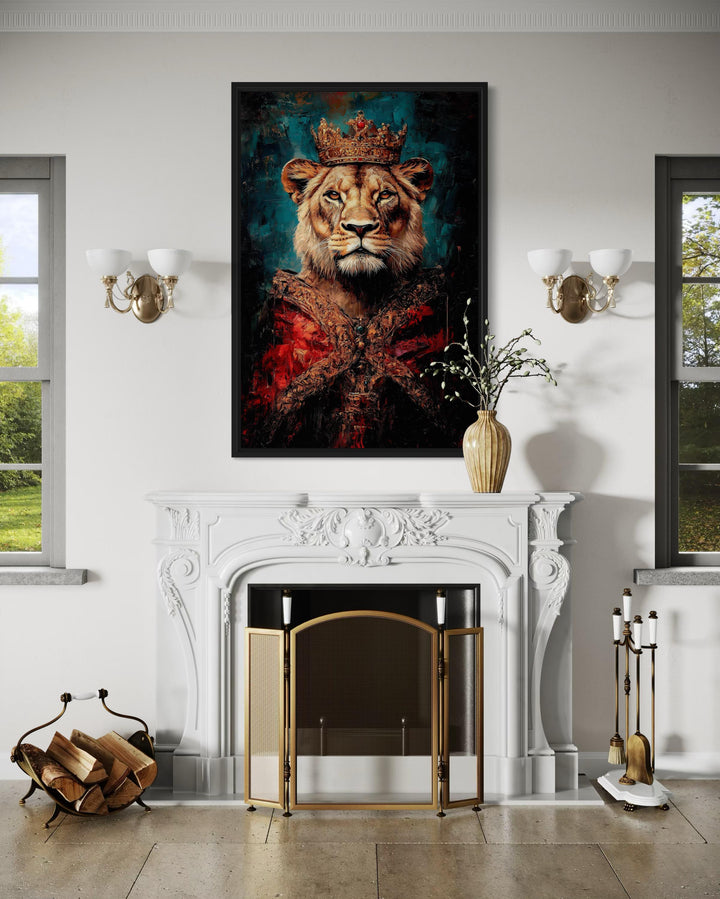Lioness Queen With Crown And Robe Victorian Portrait Wall Art