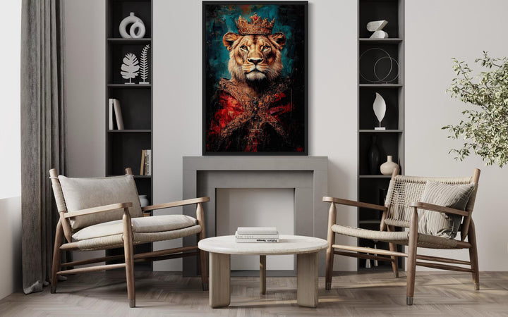 Lioness Queen With Crown And Robe Victorian Portrait Wall Art