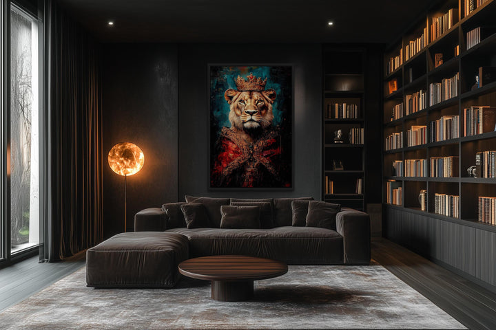 Lioness Queen With Crown And Robe Victorian Portrait Wall Art