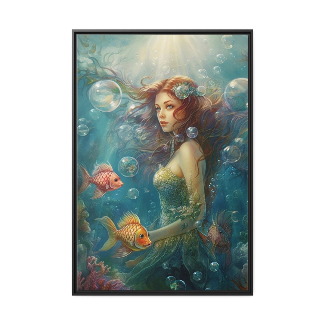 Little Mermaid Under The Sea Framed Canvas Wall Art