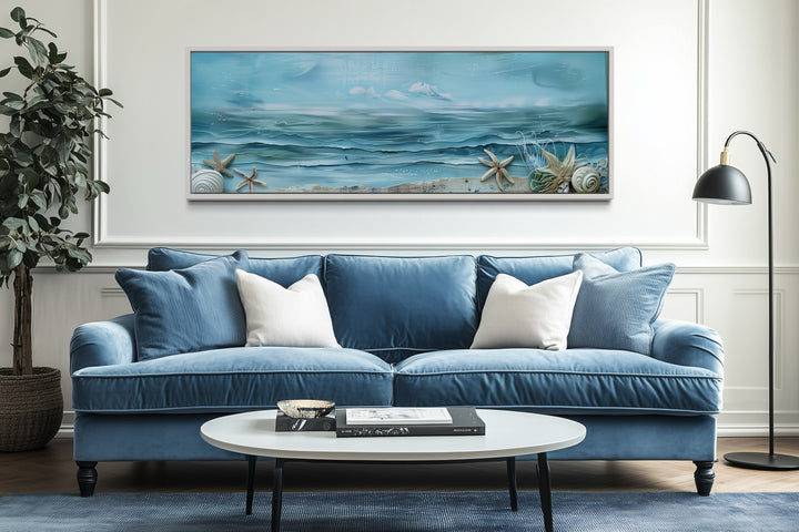 Long Horizontal Beach With Seashells Coastal Wall Art