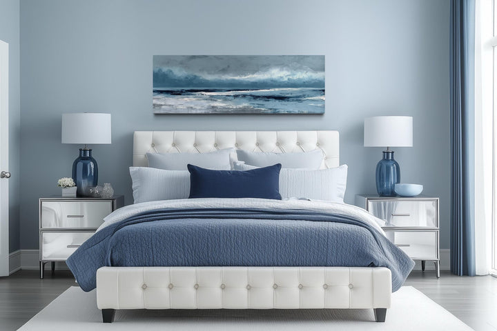 Long Horizontal Calm Ocean Canvas Wall Art