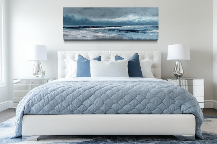 Long Horizontal Calm Ocean Canvas Wall Art