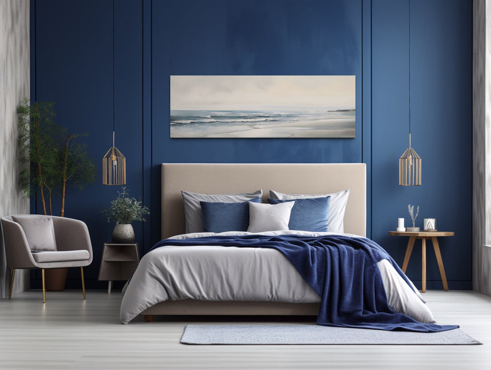 Long Horizontal Over Bed Calm Coastal Wall Art